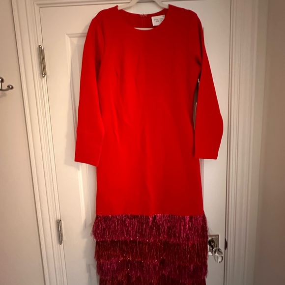 Tuckernuck Hyacinth House Elegant Red and Pink Metallic Fringe Tiered Dress - Picture 11 of 12
